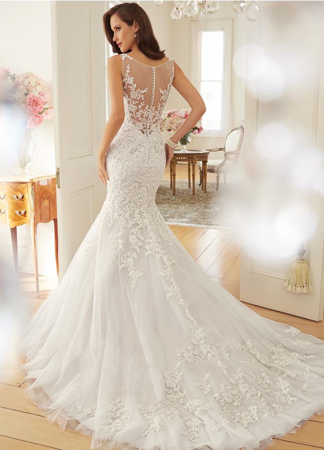 2015 fashion vintage lace mermaid wedding dress train vestidos sexy plus size wedding gown bridal dress 1