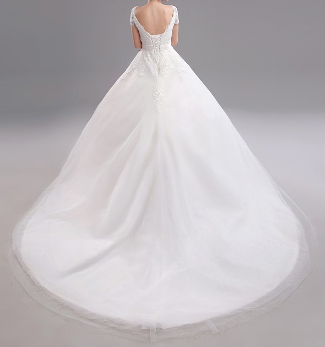 2015 new arrival free shipping long tail lace wedding dress sleeve vestidos sexy plus size vintage 1