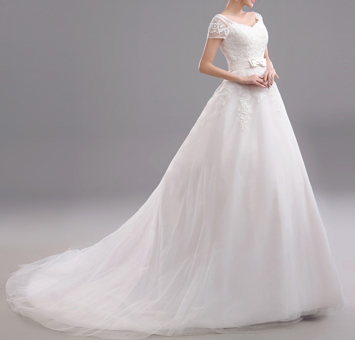 2015 new arrival free shipping long tail lace wedding dress sleeve vestidos sexy plus size vintage