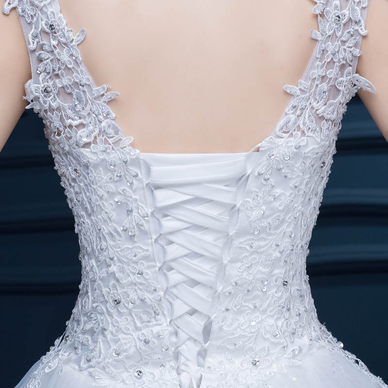 2015 new shoulder off white with red lace wedding dress long train sexy plus size diamond 3