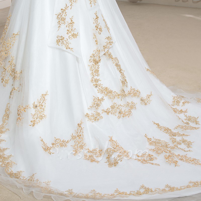 2016 de mariage de luxe robes pinceau train d or broderie ch eacute 2