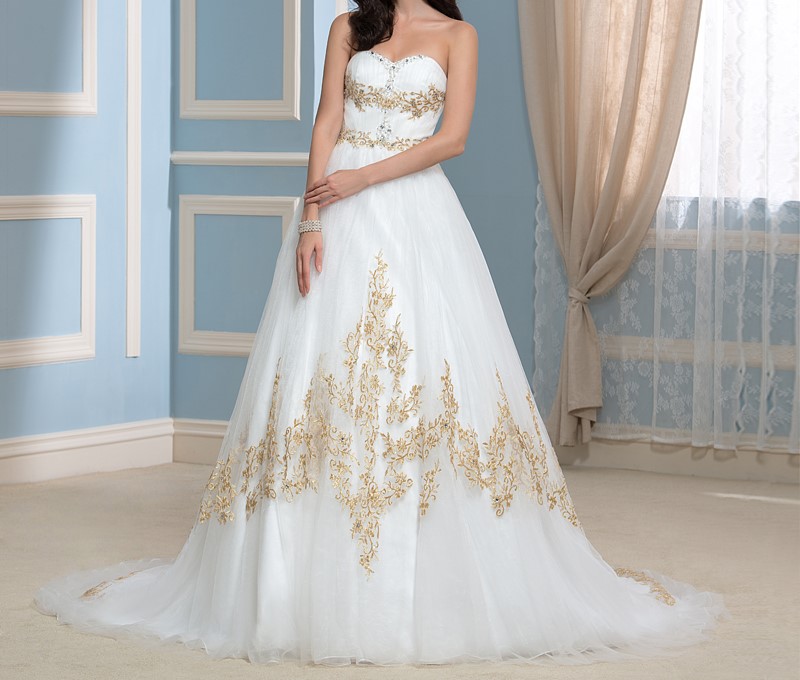 2016 de mariage de luxe robes pinceau train d or broderie cherie perlee robes de mariee
