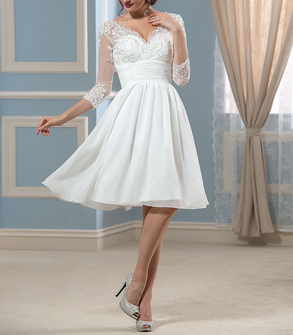 2016 gracieux court dentelle robes de mari eacute