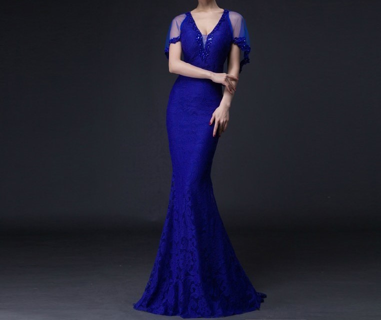 2016 livraison gratuite dentelle col v parti robes longues robes de soir eacute 4