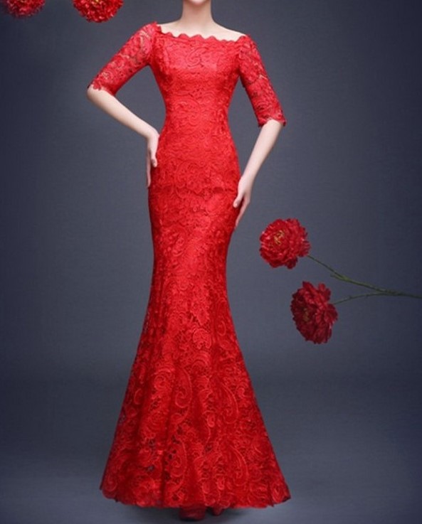 2016 livraison gratuite dentelle rouge robes de parti officiel agrave 1
