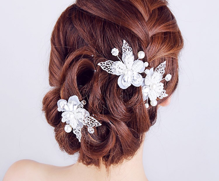 3 pcs ensemble dentelle papillon perle fleur en cristal fait main b acirc