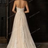 A line skirt with court train lace wedding dress 3
