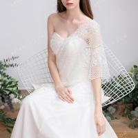 Asymmetric lace grecian bridal gown 2