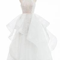 Asymmetric layered hi lo ball gown wedding dress 5