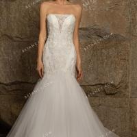Beaded geometric lace and tulle mermaid bridal gown 1