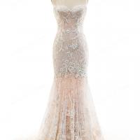 Beaded lace and ethereal soft tulle dusty rose wedding gown 7