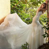 Beaded lace and flowing chiffon designer wedding dress 2