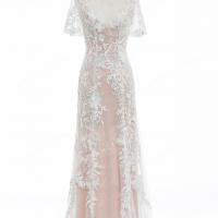 Beaded lace appliqued romantic wedding dress 6