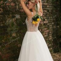 Beaded lace organza dreamy wedding gown for wholesale 4