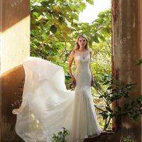 Beaded sleeveless illusion bateau neck wedding dress 1 1 