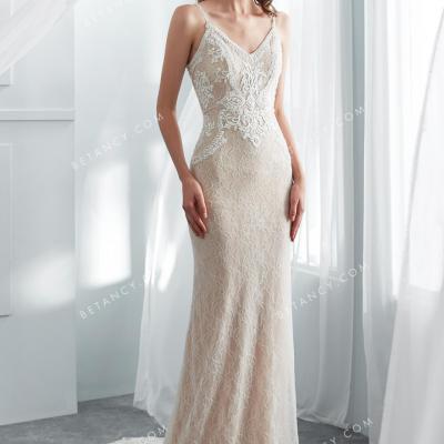 Beautiful geometric lace appliques and trim wedding dress 2