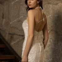 Bodycon lace low back bridal gown 4