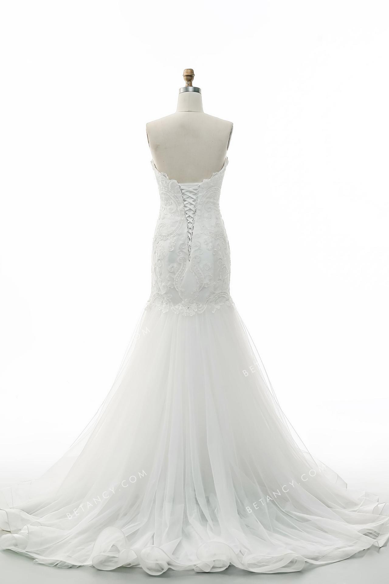 Breathtaking mermaid bridal gown designed with practical lace up back closure 6
