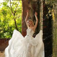 Champagne beadwork ivory organza gown 2