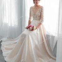 Champagne handmade wholesale chic wedding dress 2