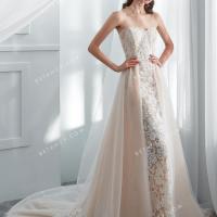 Champagne wedding gown with detachable overskirt 1
