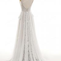 Comfortable beige lining and tassel lace up wedding dress 5