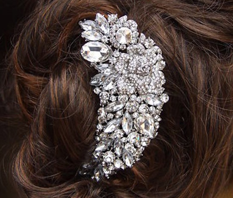 Superbe robe de mariée Fleur de cheveux Peigne clip Diapositive DIAMANTE CRISTAL DE MARIAGE