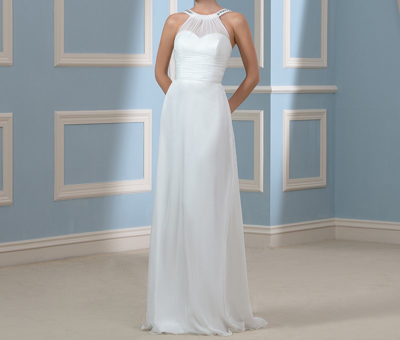 Custom made behomian plage robes de mariee 2015 nouvelle arrivee cristal blanc en mousseline de soie