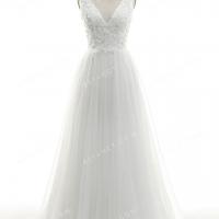 Deep v neck low v back a line wedding dress in dreamy tulle 4