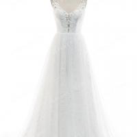 Deep v neckline puffy a line wedding gown 5