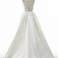 Delicate floral lace with gleaming on illusion back satin bridal gown 6