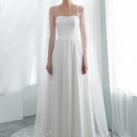Delicate soft and draped spandex net ivory a line wholesale bridal gown 2