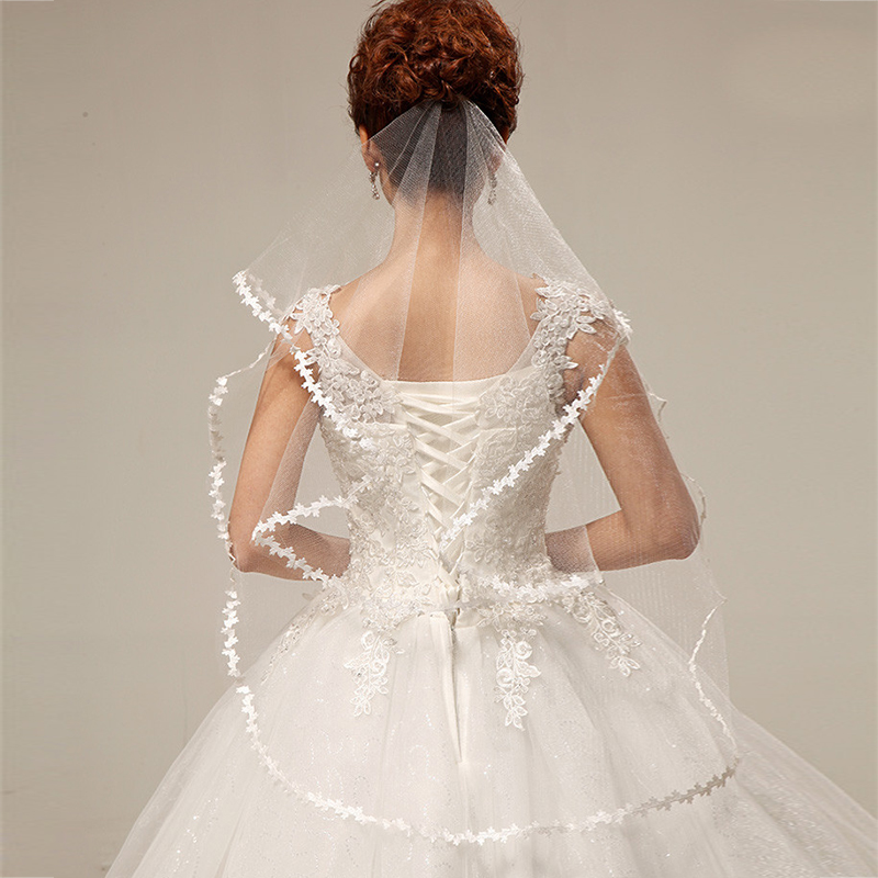 Don s bridal 2015 100 real photos wedding veil two layer short 1 5 meters bridal 1