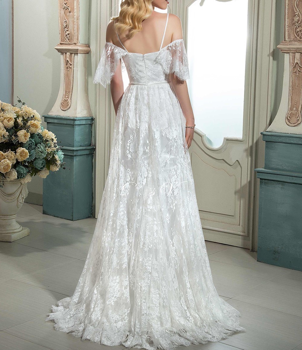 Dressv ivoire manches courtes dentelle robe de mari eacute