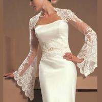 Dressv mode blanc ivoire a manches longues en dentelle veste de mariage match bretelles robe de