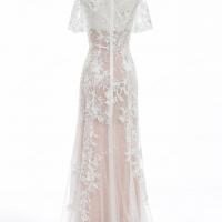 Dusty rose slip dress made of sheer elastic net as a lining adds romantic touch 8