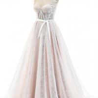 Ethereal floral appliqued sweetheart pink tulle wedding dress 8 1 