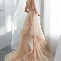 Fabulous soft tulle skirt champagne wedding gown 3