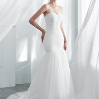 Figure flattering trumpet tulle wholesale bridal dress 1