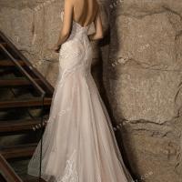 Fit and flare nude pink handmade wholesale bridal gown 3