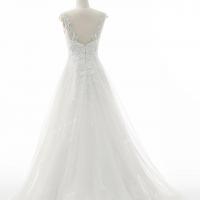 Flower lace appliqued bridal gown 6