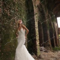Flower lace tulle ruffles wedding dress 3