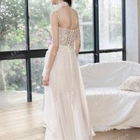 Flowers top with lace up back chiffon overskirt wedding dress 3