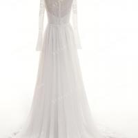 Flowy chiffon chapel train boho wedding dress 5