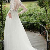 Glamorous sequin lace and tulle a line wedding dress 3