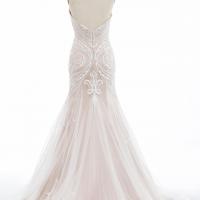 Grid lace godets spread to the sweep train wedding dress 6