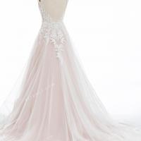 Heart shaped open back pink nude wedding dress 6