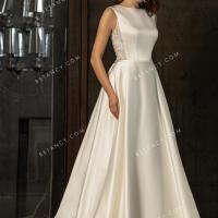 High end satin in pearl like luster wedding dress 2