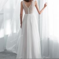 Illusion back soft tulle floor length a line wedding dress 5 1 