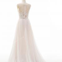 Illusion cap sleeve wedding dress with intricate fusion of soft lace and beaded floral appliques 6